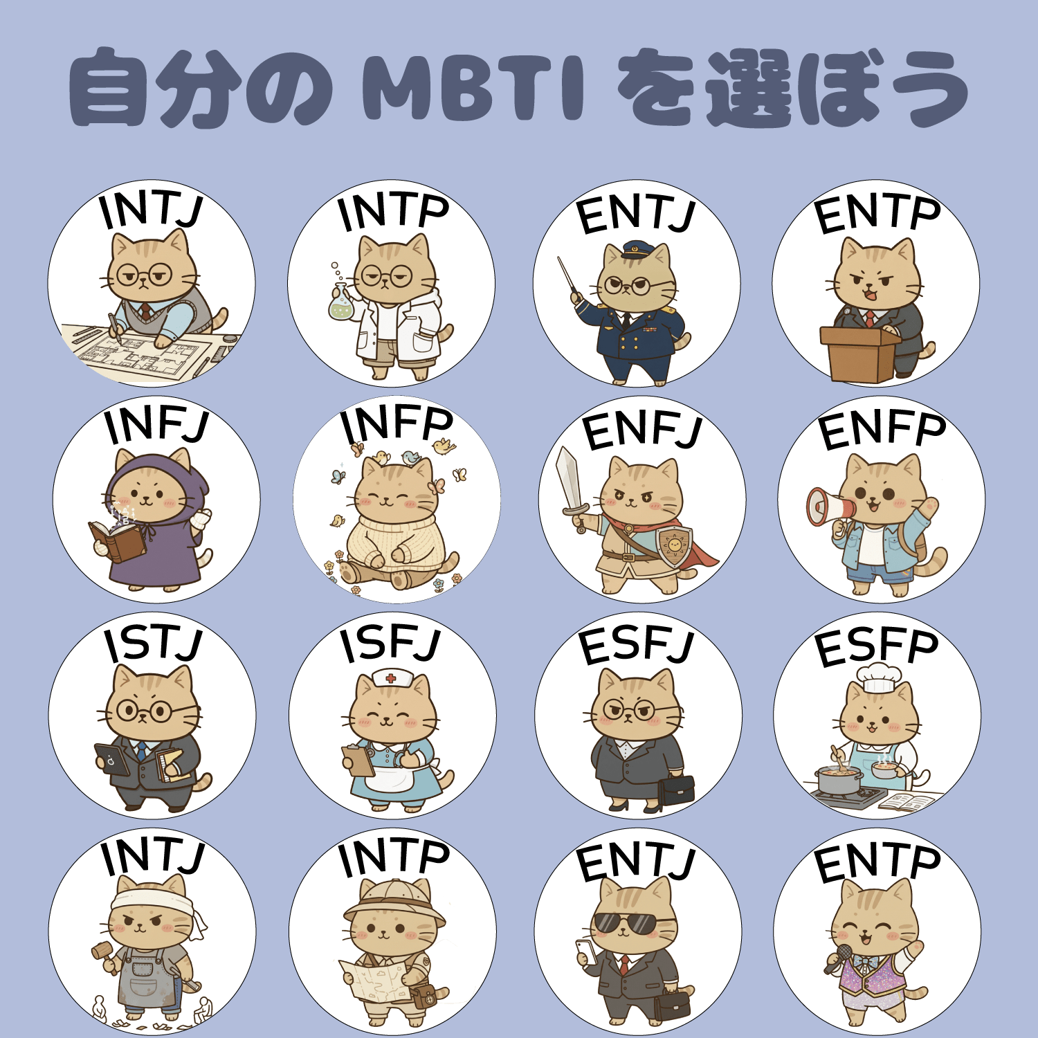 MBTI にゃんこ キーホルダー 木製 - レンブランサ