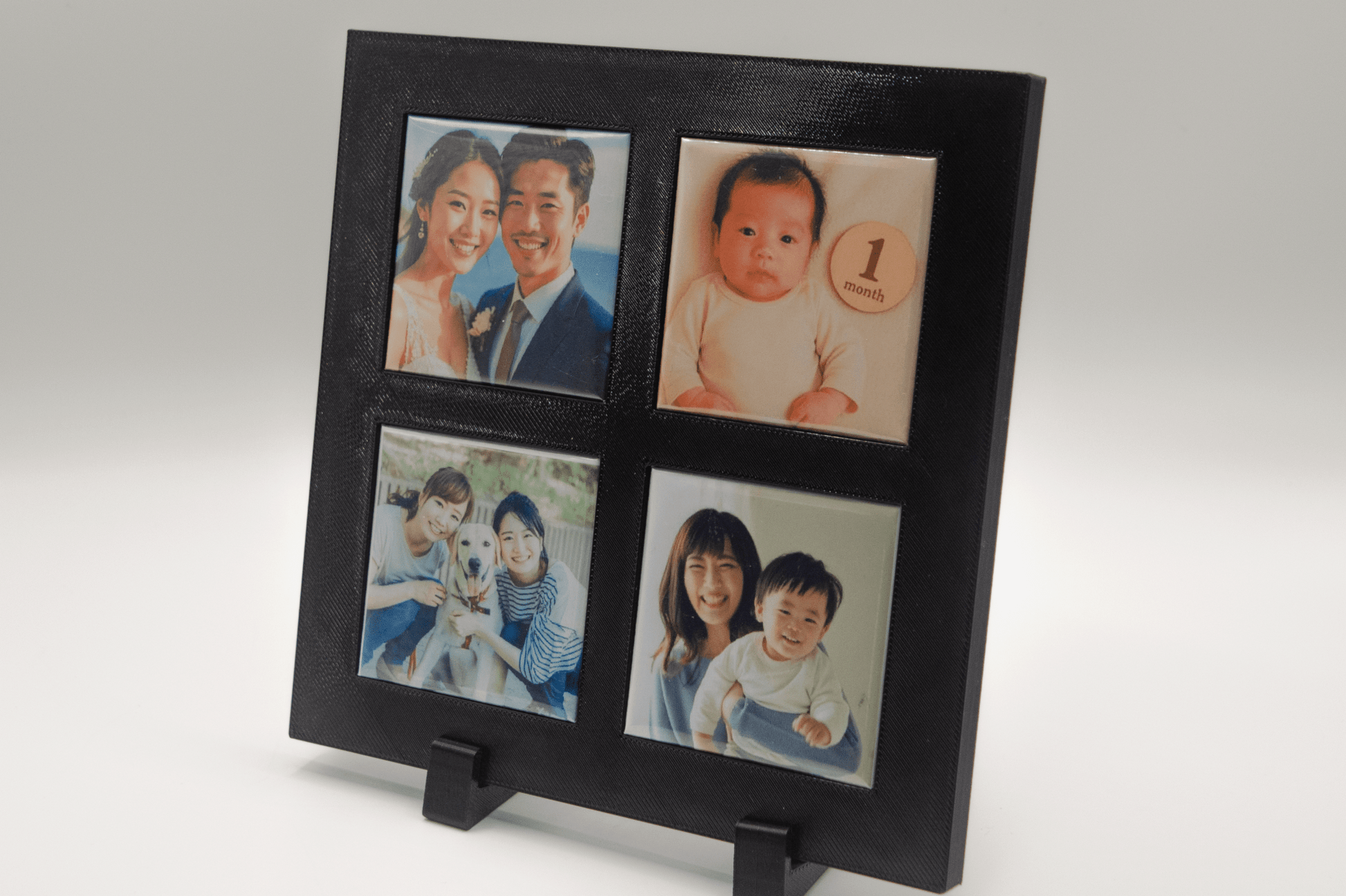 オリジナルフォトマグネット用フレーム(正方形・黒・卓上スタンド付き) - レンブランサ