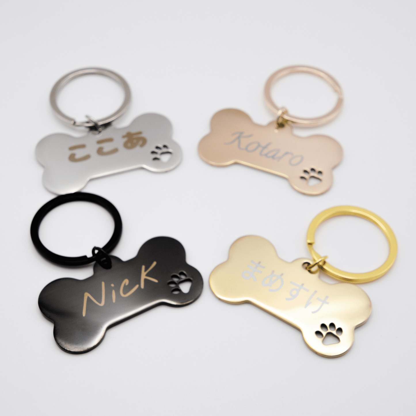 名入れ 刻印 犬用 ペット用 ネーム プレート ドッグ タグ 迷子札キーホルダー - レンブランサ