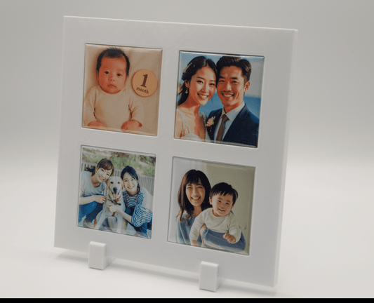 オリジナルフォトマグネット用フレーム（正方形・白・卓上スタンド付き） - レンブランサ